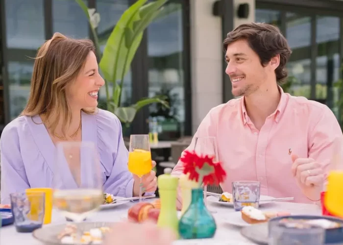 Family has sunday brunch at Martinhal Lisbon Oriente Terrace